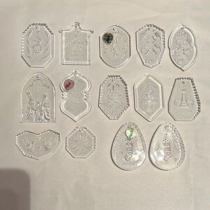 Waterford Crystal Christmas Ornaments Lot of 14 Random Shapes Flat, no Bags